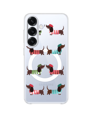 Etui do Samsung Galaxy S25 Plus z MagSafe przeźroczyste, silikonowe Flexi, jamnik w Paryżu