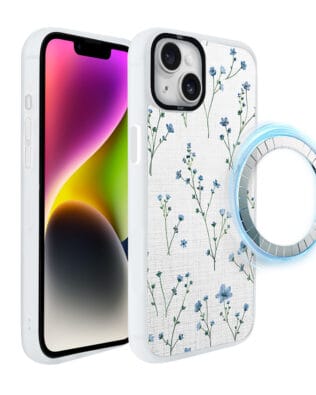 Etui do iPhone 14 Plus IBIZU DropGuard Matt z MagSafe, Pastel Bloom, Niebieski sen