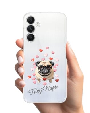 Etui do Samsung Galaxy A25 5G przeźroczyste, silikonowe Flexi, Puppy Love, pies rasy Mops