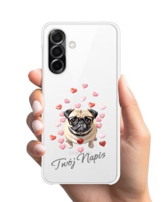 Etui do Samsung Galaxy A26 5G przeźroczyste, silikonowe Flexi, Puppy Love, pies rasy Mops