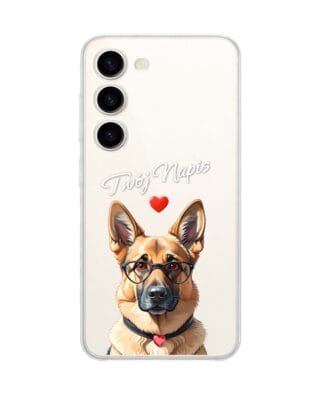 Etui do Samsung Galaxy S23 przeźroczyste, silikonowe Flexi, Puppy Love, pies rasy Owczarek Niemiecki