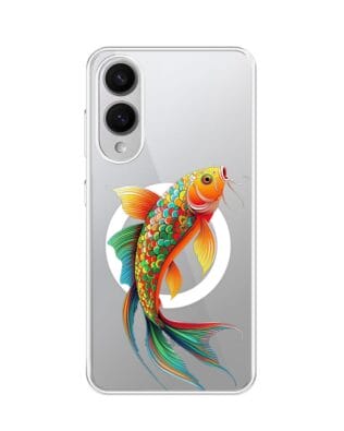 Etui do Samsung Galaxy S25 Edge z MagSafe przeźroczyste, silikonowe Flexi, Dzika Mandala, Złota ryba