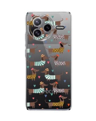 Etui do Xiaomi POCO F7 Ultra przeźroczyste, silikonowe Flexi, zakochane jamniki