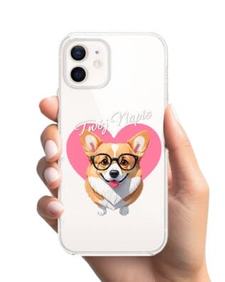 Etui do iPhone 12 przeźroczyste, silikonowe Flexi, Puppy Love, pies rasy Corgi