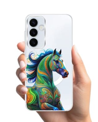Etui do Samsung Galaxy A35 5G z MagSafe przeźroczyste, silikonowe Flexi, Dzika Mandala, Koń
