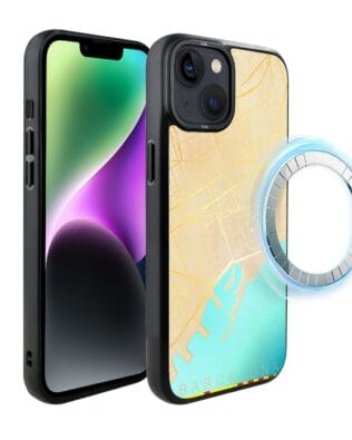 Etui do iPhone 14 IBIZU DropGuard Matt z MagSafe, Mapy Świata, Barcelona