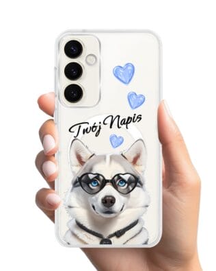 Etui do Samsung Galaxy S23 z MagSafe przeźroczyste, silikonowe Flexi, Puppy Love, pies rasy Husky