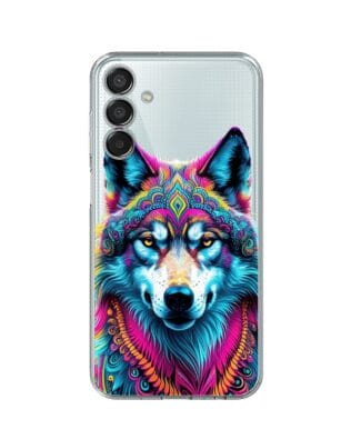 Etui do Samsung Galaxy M15 5G przeźroczyste, silikonowe Flexi, Dzika Mandala, Wilk