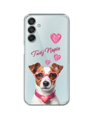 Etui do Samsung Galaxy M15 5G przeźroczyste, silikonowe Flexi, Puppy Love, pies rasy Jack Russell Terrier
