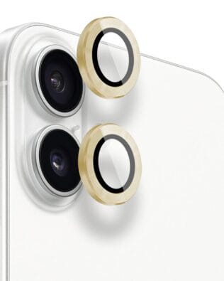 Metalowa osłona obiektywu aparatu ze szkła hartowanego 9H do iPhone 16 Plus, 1 zestaw, złota