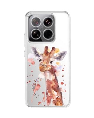 Etui do Xiaomi 14 Pro przeźroczyste, silikonowe Flexi, Akwarelowe Zoo, Żyrafa