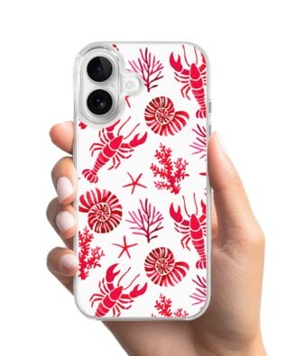 Etui do iPhone 16 Plus z MagSafe przeźroczyste, silikonowe Flexi, krab, muszle