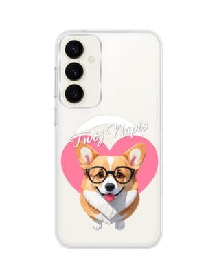 Etui do Samsung Galaxy S23 z MagSafe przeźroczyste, silikonowe Flexi, Puppy Love, pies rasy Corgi