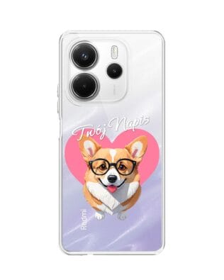 Etui do Xiaomi Redmi Note 14 4G przeźroczyste, silikonowe Flexi, Puppy Love, pies rasy Corgi