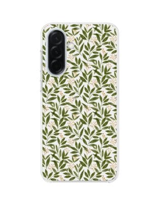 Etui do Samsung Galaxy A36 5G z MagSafe przeźroczyste, silikonowe Flexi, zielone gałązki