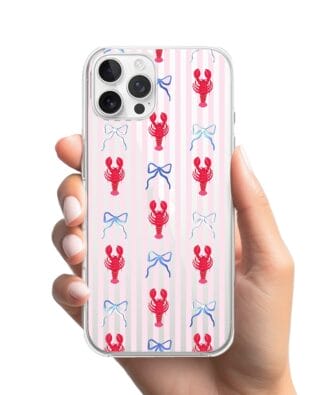 Etui do iPhone 12 Pro Max przeźroczyste, silikonowe Flexi, krab i kokardki