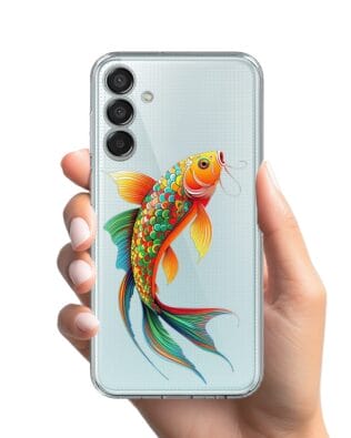 Etui do Samsung Galaxy M15 5G przeźroczyste, silikonowe Flexi, Dzika Mandala, Złota ryba