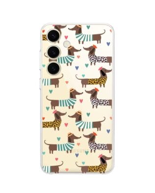 Etui do Samsung Galaxy S24 Plus przeźroczyste, silikonowe Flexi, zakochane jamniki