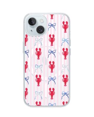Etui do iPhone 15 z MagSafe przeźroczyste, silikonowe Flexi, krab i kokardki