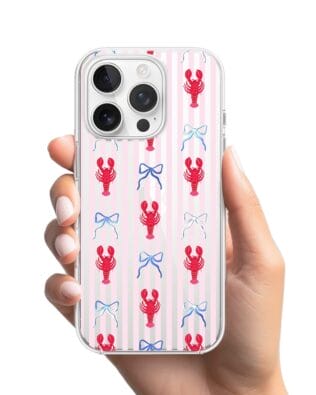 Etui do iPhone 16 Pro Max przeźroczyste, silikonowe Flexi, krab i kokardki