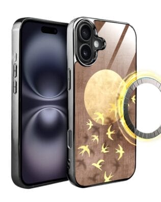 Etui do iPhone 16 Plus IBIZU Elite Glass z MagSafe Magia Azji, Taniec jaskółek, czarne