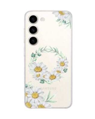 Etui do Samsung Galaxy S23 przeźroczyste, silikonowe Flexi, wianek stokrotek