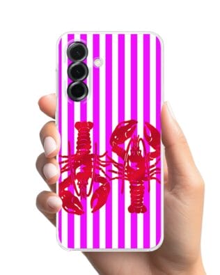 Etui do Samsung Galaxy A36 5G przeźroczyste, silikonowe Flexi, kraby z różowymi paskami