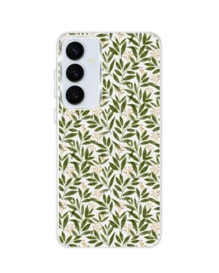 Etui do Samsung Galaxy A55 5G z MagSafe przeźroczyste, silikonowe Flexi, zielone gałązki