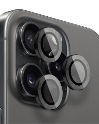 Metalowa osłona obiektywu aparatu ze szkła hartowanego 9H do iPhone 15 Pro Max, 1 zestaw, czarna