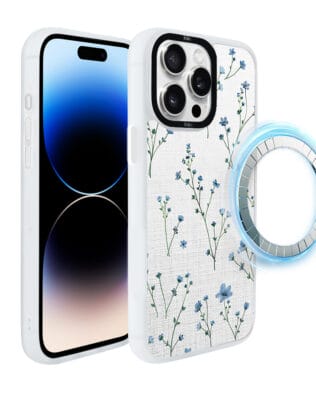 Etui do iPhone 14 Pro IBIZU DropGuard Matt z MagSafe, Pastel Bloom, Niebieski sen
