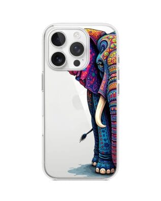 Etui do iPhone 16 Pro Max przeźroczyste, silikonowe Flexi, Dzika Mandala, Słoń