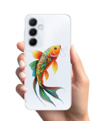 Etui do Samsung Galaxy A35 5G przeźroczyste, silikonowe Flexi, Dzika Mandala, Złota ryba
