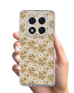 Etui do Xiaomi Redmi Note 14 Pro 5G przeźroczyste, silikonowe Flexi, delikatne kwiatki na cielistym tle