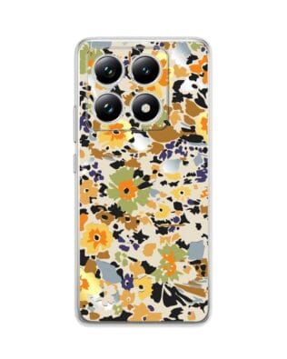 Etui do Xiaomi 14T Pro przeźroczyste, silikonowe Flexi, malowane kwiatki