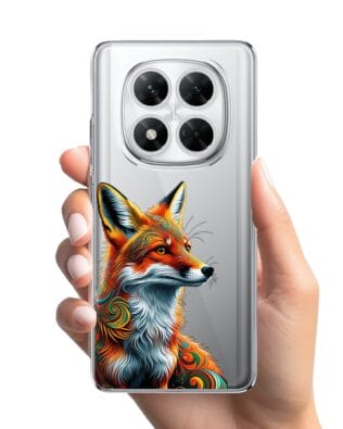 Etui do Xiaomi POCO X7 przeźroczyste, silikonowe Flexi, Dzika Mandala, Twarz lisa