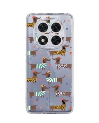 Etui do Xiaomi Redmi Note 14 Pro 5G przeźroczyste, silikonowe Flexi, zakochane jamniki