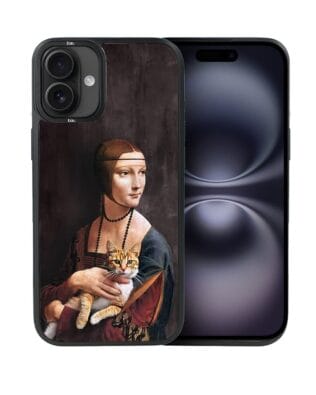 Etui do iPhone 16 IBIZU DropGuard Matt z MagSafe, Leonardo Da Vinci, dama z kotem