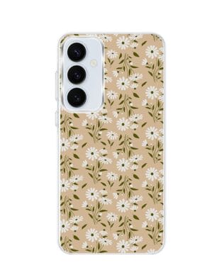 Etui do Samsung Galaxy A55 5G z MagSafe przeźroczyste, silikonowe Flexi, delikatne kwiatki na cielistym tle