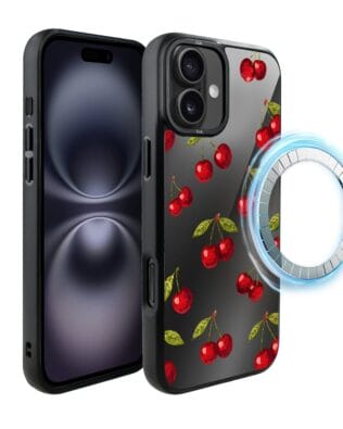 Etui do iPhone 16 Plus IBIZU DropGuard Matt z MagSafe, Midnight, Wiśniowa noc