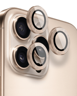 Metalowa osłona obiektywu aparatu ze szkła hartowanego 9H do iPhone 16 Pro Max, 1 zestaw, tytan pustynny