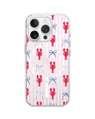 Etui do iPhone 16 Pro Max z MagSafe przeźroczyste, silikonowe Flexi, krab i kokardki