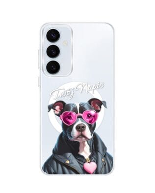 Etui do Samsung Galaxy A35 5G z MagSafe przeźroczyste, silikonowe Flexi, Puppy Love, pies rasy Amstaff