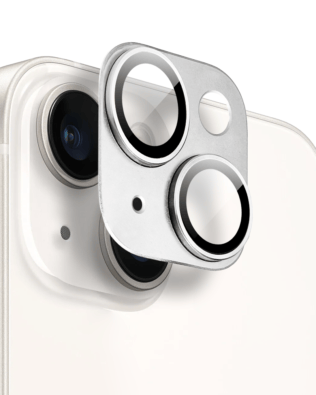 Metalowa osłona na cały aparat z wbudowanymi szkłami do iPhone 14 Plus, srebrna