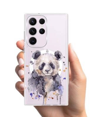 Etui do Samsung Galaxy S23 Ultra z MagSafe przeźroczyste, silikonowe Flexi, Akwarelowe Zoo, Panda
