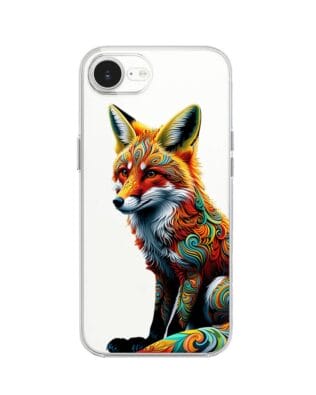 Etui do iPhone 16e przeźroczyste, silikonowe Flexi, Dzika Mandala, Lis