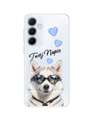 Etui do Samsung Galaxy A35 5G przeźroczyste, silikonowe Flexi, Puppy Love, pies rasy Husky