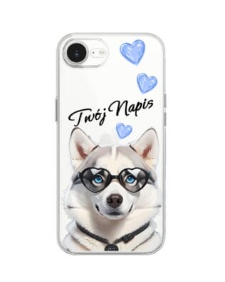 Etui do iPhone 16e przeźroczyste, silikonowe Flexi, Puppy Love, pies rasy Husky