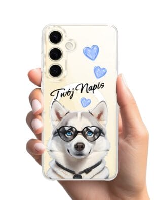 Etui do Samsung Galaxy S24 z MagSafe przeźroczyste, silikonowe Flexi, Puppy Love, pies rasy Husky