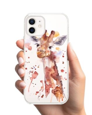 Etui do iPhone 12 Mini przeźroczyste, silikonowe Flexi, Akwarelowe Zoo, Żyrafa