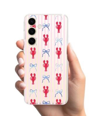 Etui do Samsung Galaxy S24 Plus przeźroczyste, silikonowe Flexi, krab i kokardki